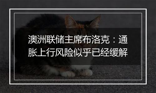澳洲联储主席布洛克:通胀上行风险似乎已经缓解