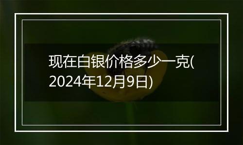 现在白银价格多少一克(2024年12月9日)