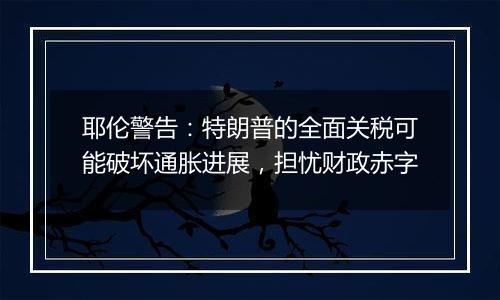 耶伦警告:特朗普的全面关税可能破坏通胀进展,担忧财政赤字