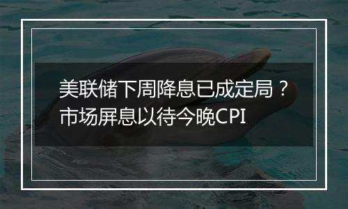 美联储下周降息已成定局?市场屏息以待今晚CPI