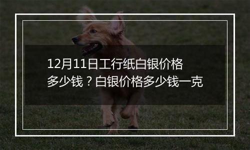 12月11日工行纸白银价格多少钱?白银价格多少钱一克