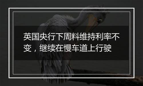 英国央行下周料维持利率不变,继续在慢车道上行驶