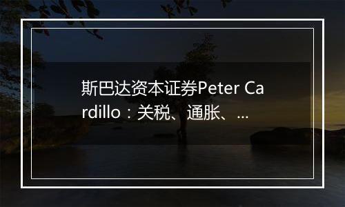 斯巴达资本证券Peter Cardillo:关税、通胀、美联储政策是2025年美股市场三大变量