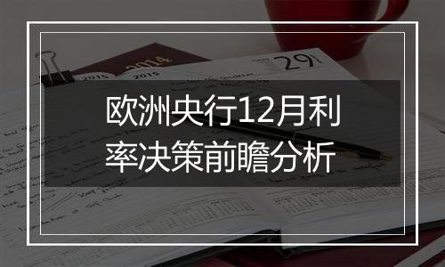 欧洲央行12月利率决策前瞻分析