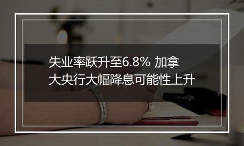 失业率跃升至6.8% 加拿大央行大幅降息可能性上升