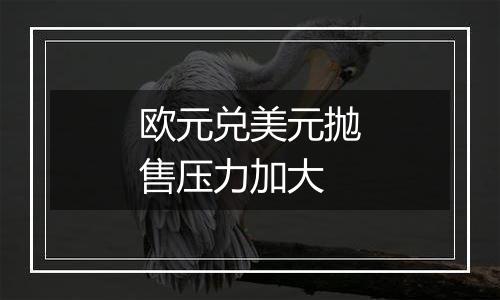 欧元兑美元抛售压力加大