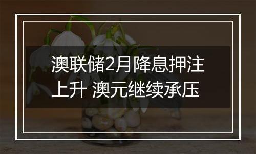 澳联储2月降息押注上升 澳元继续承压
