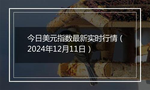 今日美元指数最新实时行情(2024年12月11日)