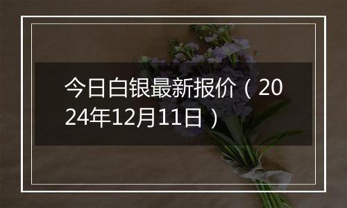 今日白银最新报价(2024年12月11日)