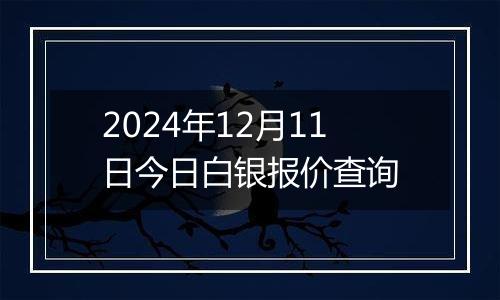 2024年12月11日今日白银报价查询