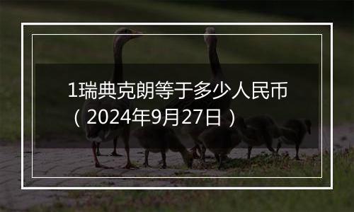 1瑞典克朗等于多少人民币(2024年9月27日)