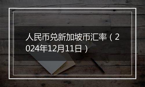 人民币兑新加坡币汇率(2024年12月11日)