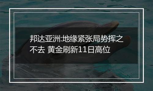 邦达亚洲:地缘紧张局势挥之不去 黄金刷新11日高位