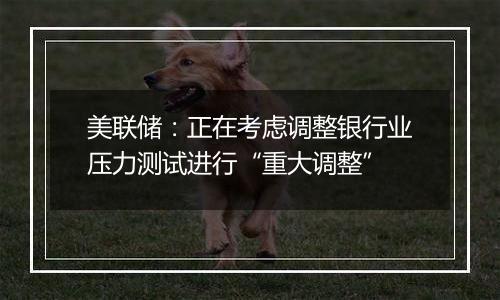 美联储:正在考虑调整银行业压力测试进行“重大调整”