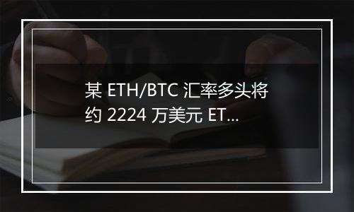 某 ETH/BTC 汇率多头将约 2224 万美元 ETH 换成 235.6 枚 WBTC 还款减仓
