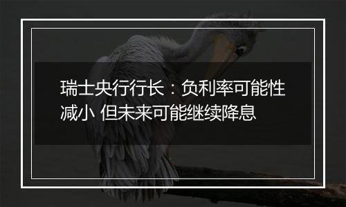 瑞士央行行长:负利率可能性减小 但未来可能继续降息