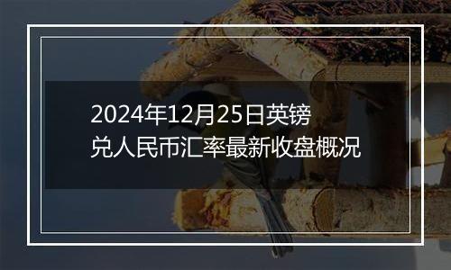 2024年12月25日英镑兑人民币汇率最新收盘概况