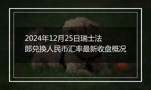 2024年12月25日瑞士法郎兑换人民币汇率最新收盘概况