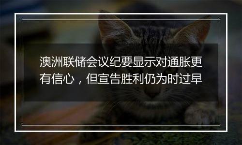 澳洲联储会议纪要显示对通胀更有信心,但宣告胜利仍为时过早