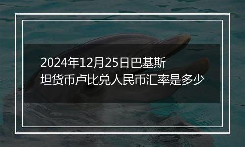 2024年12月25日巴基斯坦货币卢比兑人民币汇率是多少