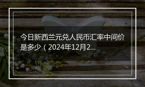 今日新西兰元兑人民币汇率中间价是多少(2024年12月24日)