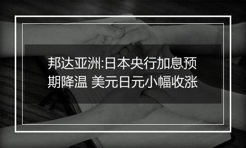 邦达亚洲:日本央行加息预期降温 美元日元小幅收涨