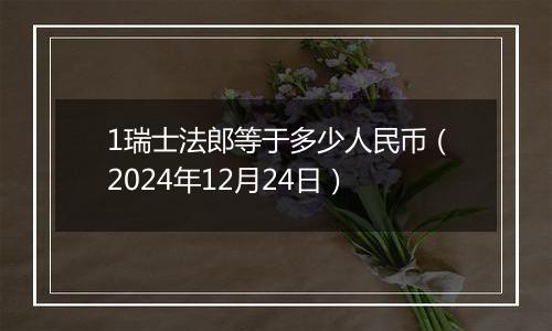 1瑞士法郎等于多少人民币(2024年12月24日)