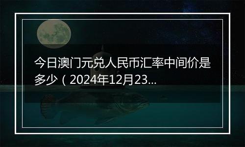 今日澳门元兑人民币汇率中间价是多少(2024年12月23日)
