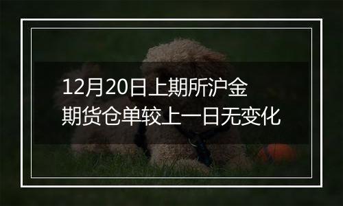12月20日上期所沪金期货仓单较上一日无变化
