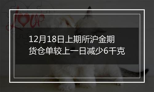 12月18日上期所沪金期货仓单较上一日减少6千克