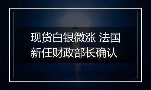 现货白银微涨 法国新任财政部长确认