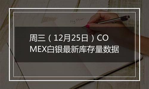 周三(12月25日)COMEX白银最新库存量数据