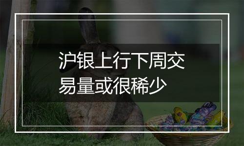 沪银上行下周交易量或很稀少