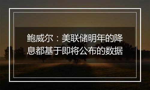 鲍威尔:美联储明年的降息都基于即将公布的数据
