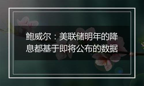 鲍威尔:美联储明年的降息都基于即将公布的数据