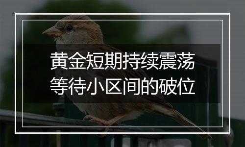 黄金短期持续震荡等待小区间的破位