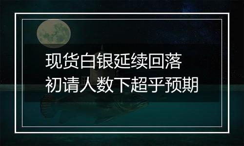 现货白银延续回落 初请人数下超乎预期