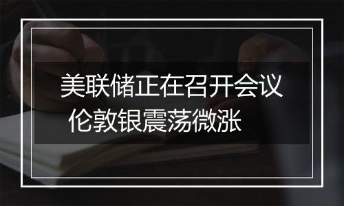 美联储正在召开会议 伦敦银震荡微涨