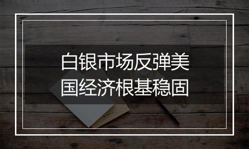 白银市场反弹美国经济根基稳固