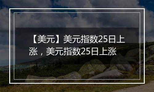 【美元】美元指数25日上涨,美元指数25日上涨