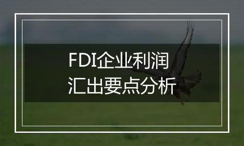 FDI企业利润汇出要点分析