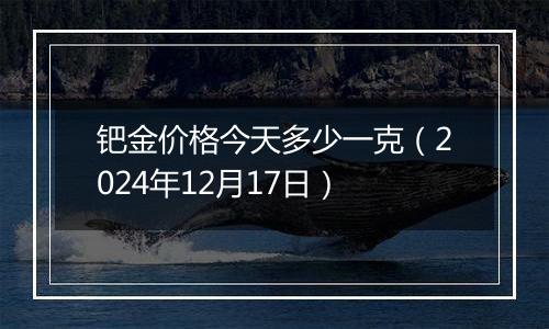 钯金价格今天多少一克(2024年12月17日)
