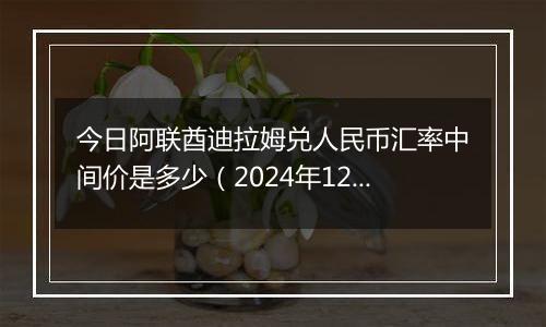 今日阿联酋迪拉姆兑人民币汇率中间价是多少(2024年12月26日)