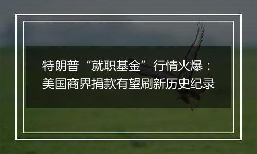 特朗普“就职基金”行情火爆:美国商界捐款有望刷新历史纪录