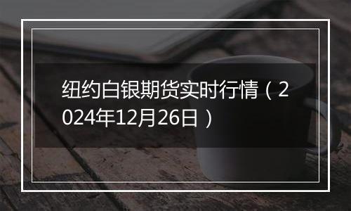 纽约白银期货实时行情(2024年12月26日)