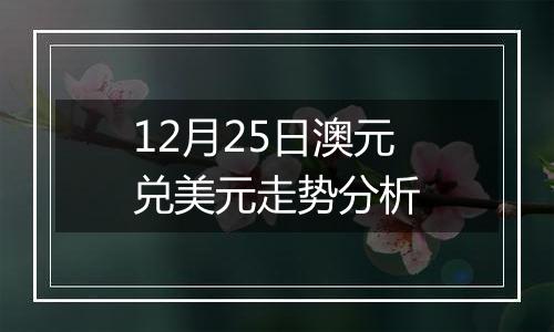 12月25日澳元兑美元走势分析