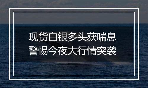 现货白银多头获喘息 警惕今夜大行情突袭