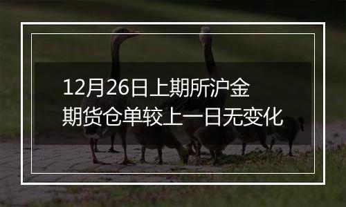 12月26日上期所沪金期货仓单较上一日无变化