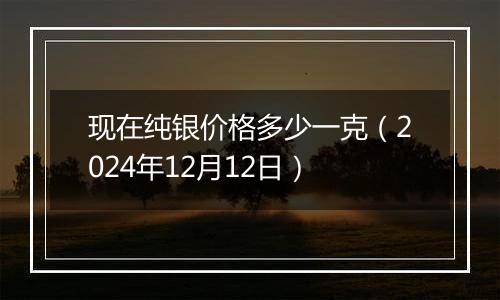 现在纯银价格多少一克(2024年12月12日)