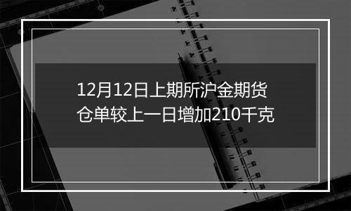 12月12日上期所沪金期货仓单较上一日增加210千克